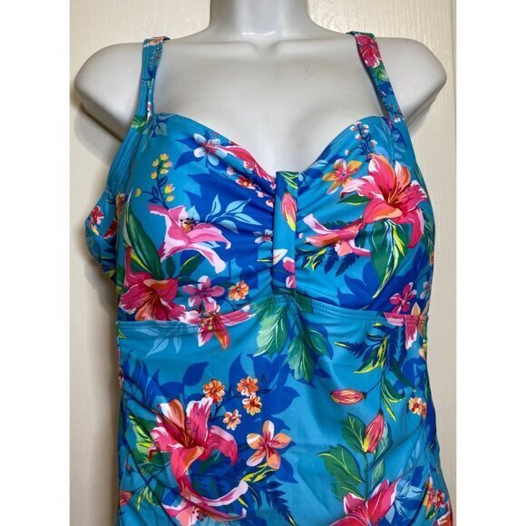 Tempt Me Women Ruched Slimming One Piece Swimsuit Tummy Control, NWT SZ XXL - Picture 5 of 12